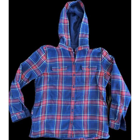 Women's L.L.Bean Flannel Shirt, M, Blue‎ Red - Picture 1 of 7